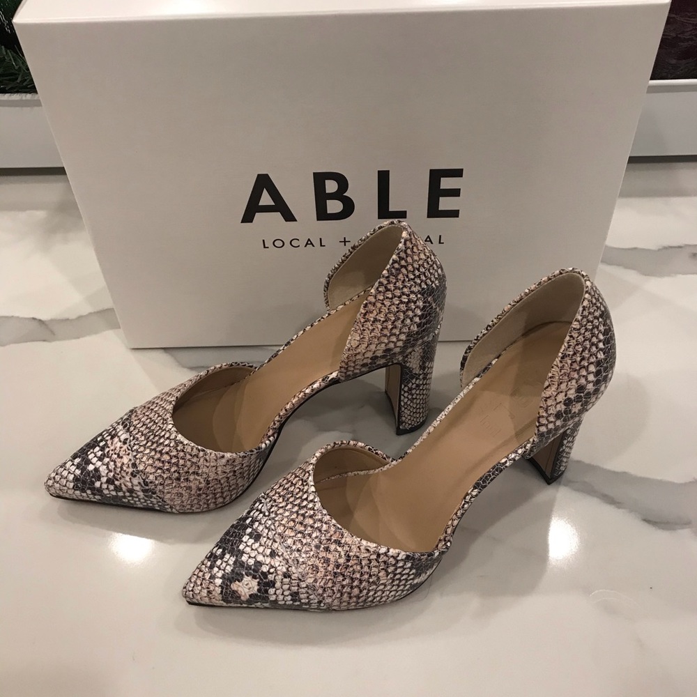 Able Snakeskin Pattern Heels